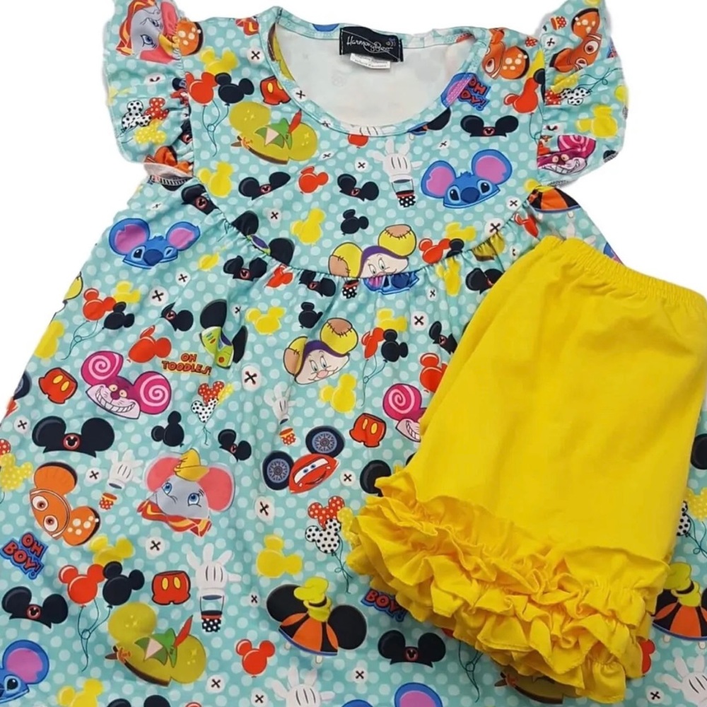 New Boutique Harmony Bee sz 10-12 Mickey friends Shorts Tunic Set Disney Ins 5XL